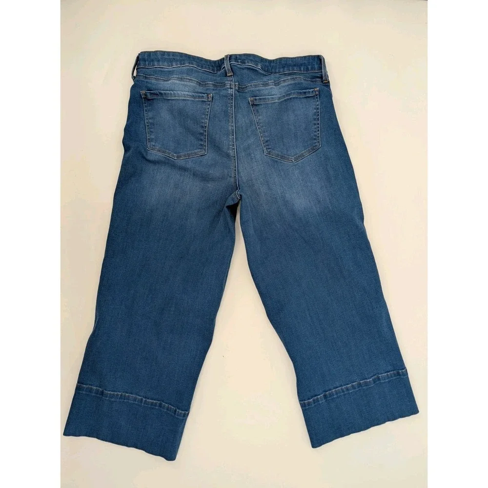 NYDJ Brigitte High Waist Wide Leg Capris Dark Wash Size 12 Stretch - Picture 5 of 8